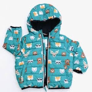 Falls Creek Kids' Teal Animal Puffer Print Jacket Size 19 Month
